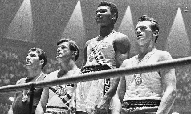 Cassius Clay wins gold at the Rome Olympics. Photograph: Central Press/Getty Images