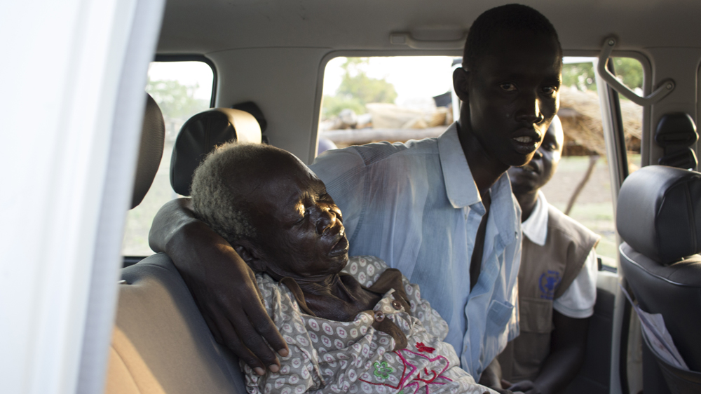 Abang Akok was taken to hospital in the back of a WFP vehicle