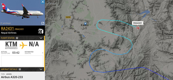 The plane had to make a snaky approach from the south and come down to 12,500 ft to avoid high mountains.