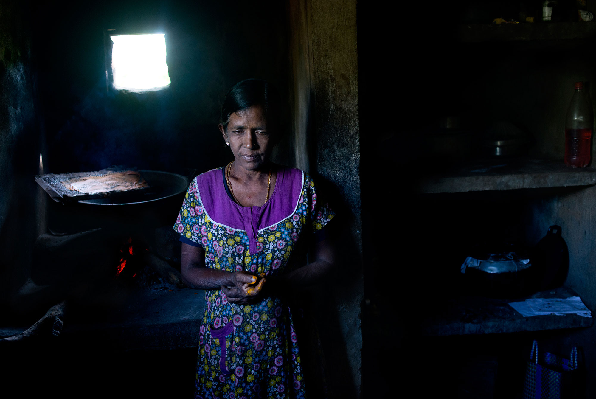 Kunarathiram Soba has suffered from heart problems since her husband was killed during the war. Like many widows, she still wears a bindi, a red dot on her forehead to indicate that she is married, because she fears being raped or attacked otherwise. 'Rapists fear revenge [from a husband],' she explains. 