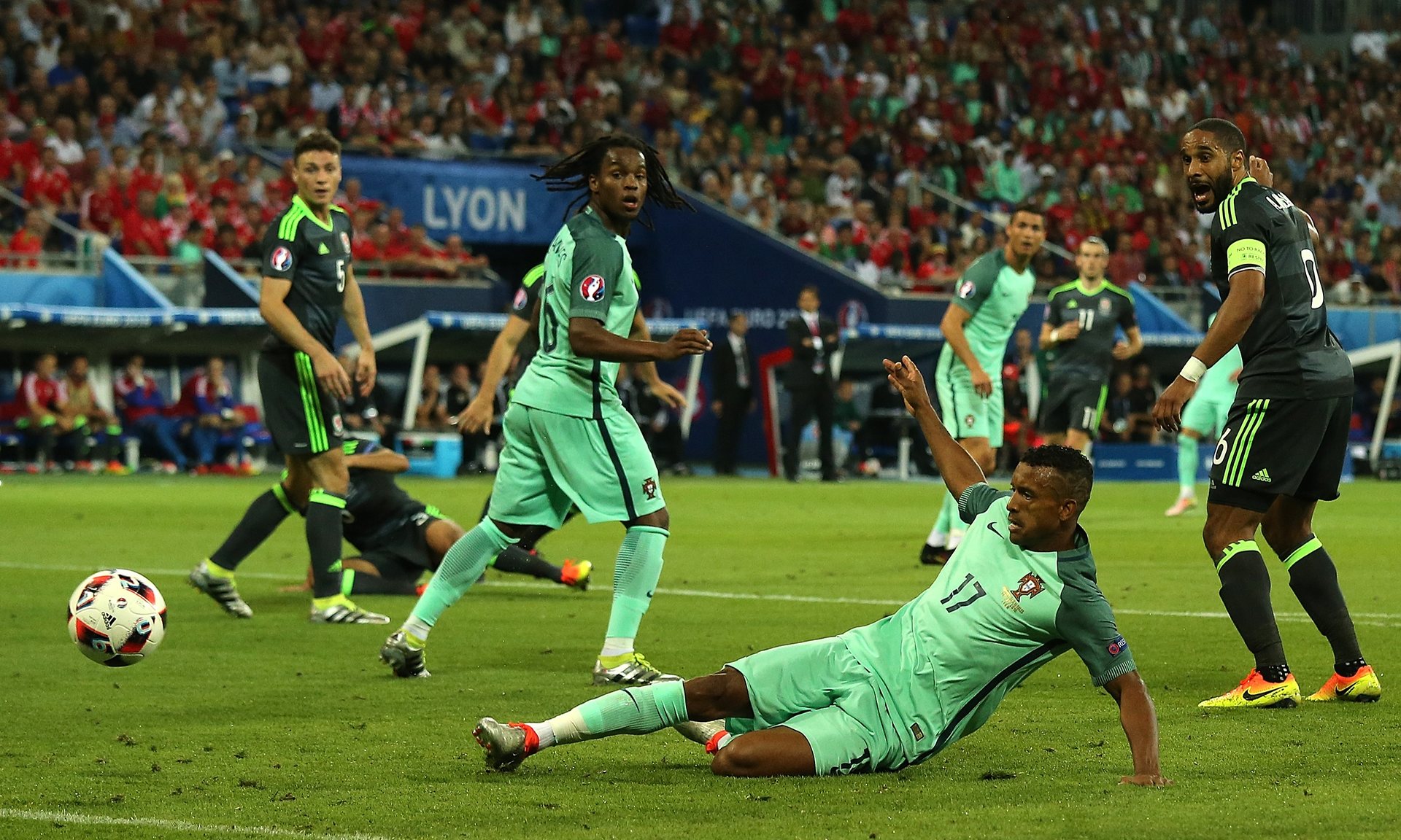  Nani slides in to double Portugalâ€™s lead in the Euro 2016 semi-final against Wales. 
