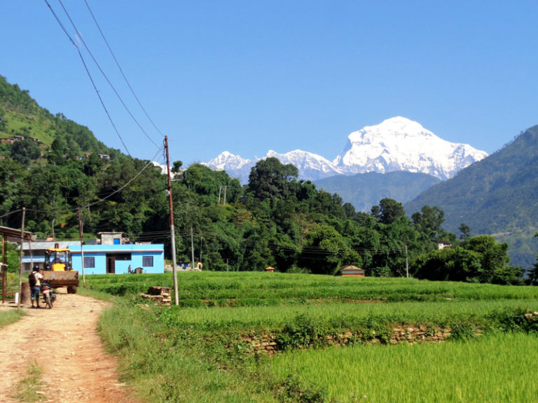 A picturesque view of Mt. Dhaulagiri as seen from Ratnachaur village of Beni in Myagdi, on Sunday, August 21, 2016. Photo: RSS.