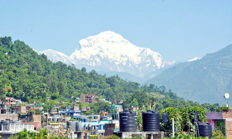 A prestine view of Dhaulagiri Mountian range as captured from Baglung Bazaar, on Monday, August 22, 2016. Photo: RSS