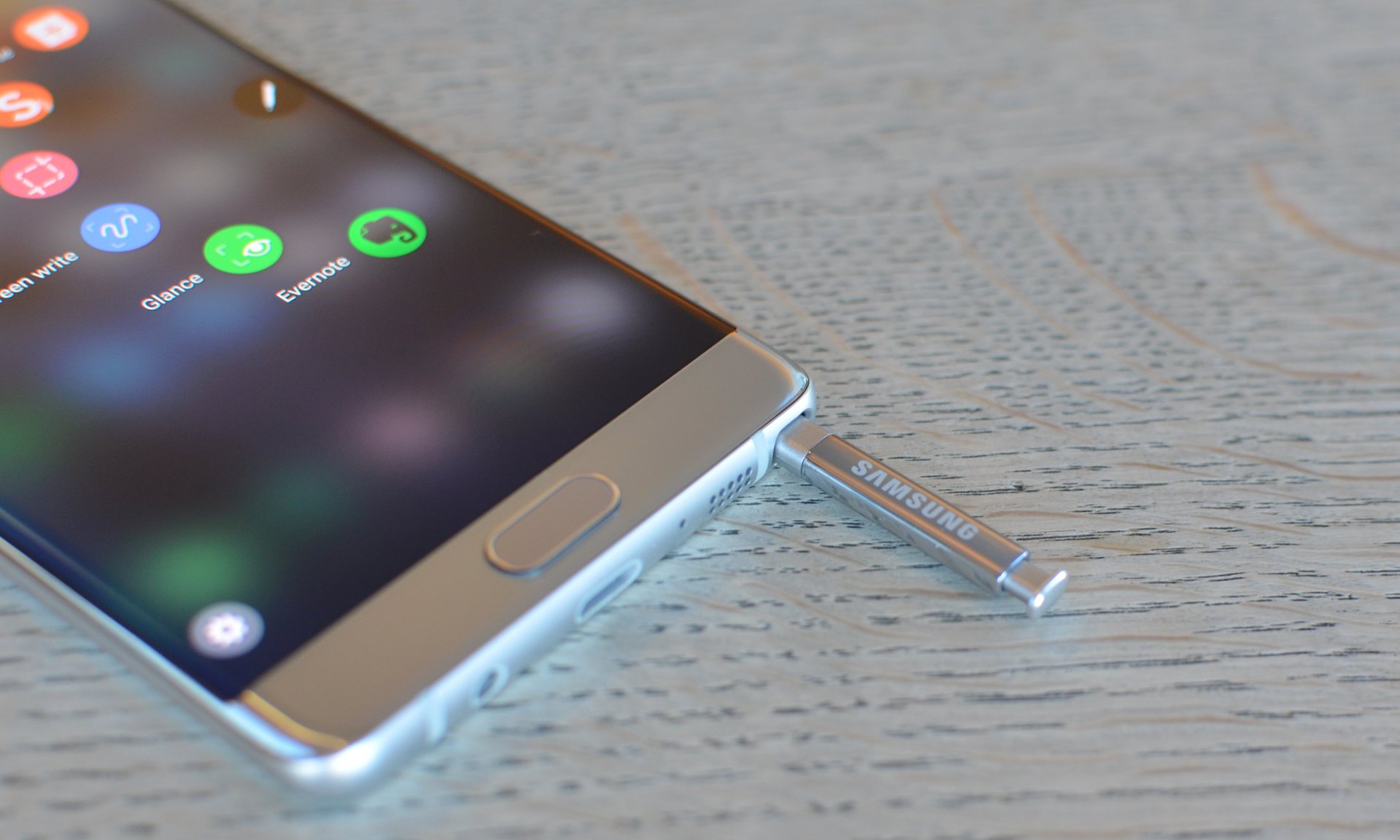 The S Pen slots into the bottom of the phone with a push-button click.