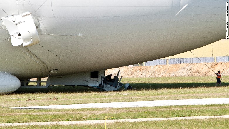 Airlander 10 suffered a "heavy landing" at Cardington Airfield north of London on Wednesday.
