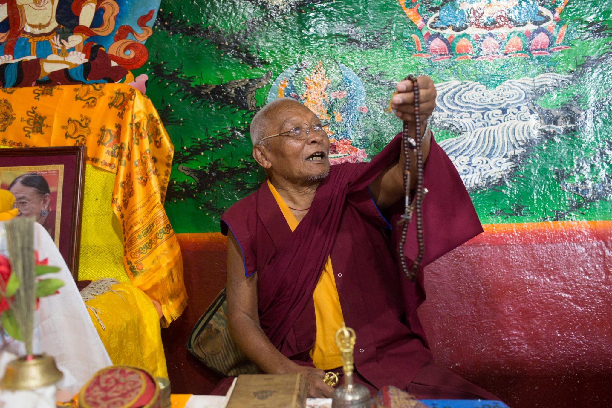 Guru Kunga Dupshang Lama of Awalokeshower Monastery explains the importance of the prayer beads in Buddhism.