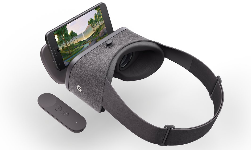 Google Daydream Viewer with the new Google Pixel phone. Photograph: Google