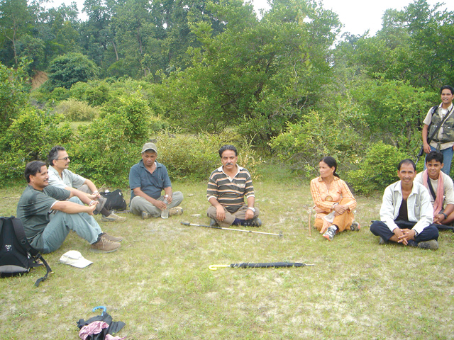 Prachanda spent most of the conflict years in rented flats in New Delhi and Punjab, and crossed the border to trek to Rukum to attend the Chunbang meeting in 2005. This photograph with Baburam and other comrades was taken en route in Dang. In 2015, Bhattarai finally split and set up his own New Force Party.