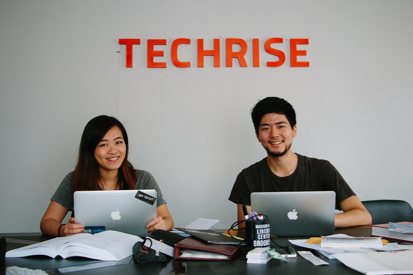 Robyn (left) and Takehiro (right) are co-founders of TECHRISE, a coding bootcamp in Nepal that aims to develop young people into professional web developers. Their validated curriculum is priced much lower than the average fees charged in more affluent countries.