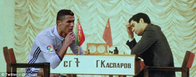The Portuguese captain proves his mental strength against a Soviet opponent at chess