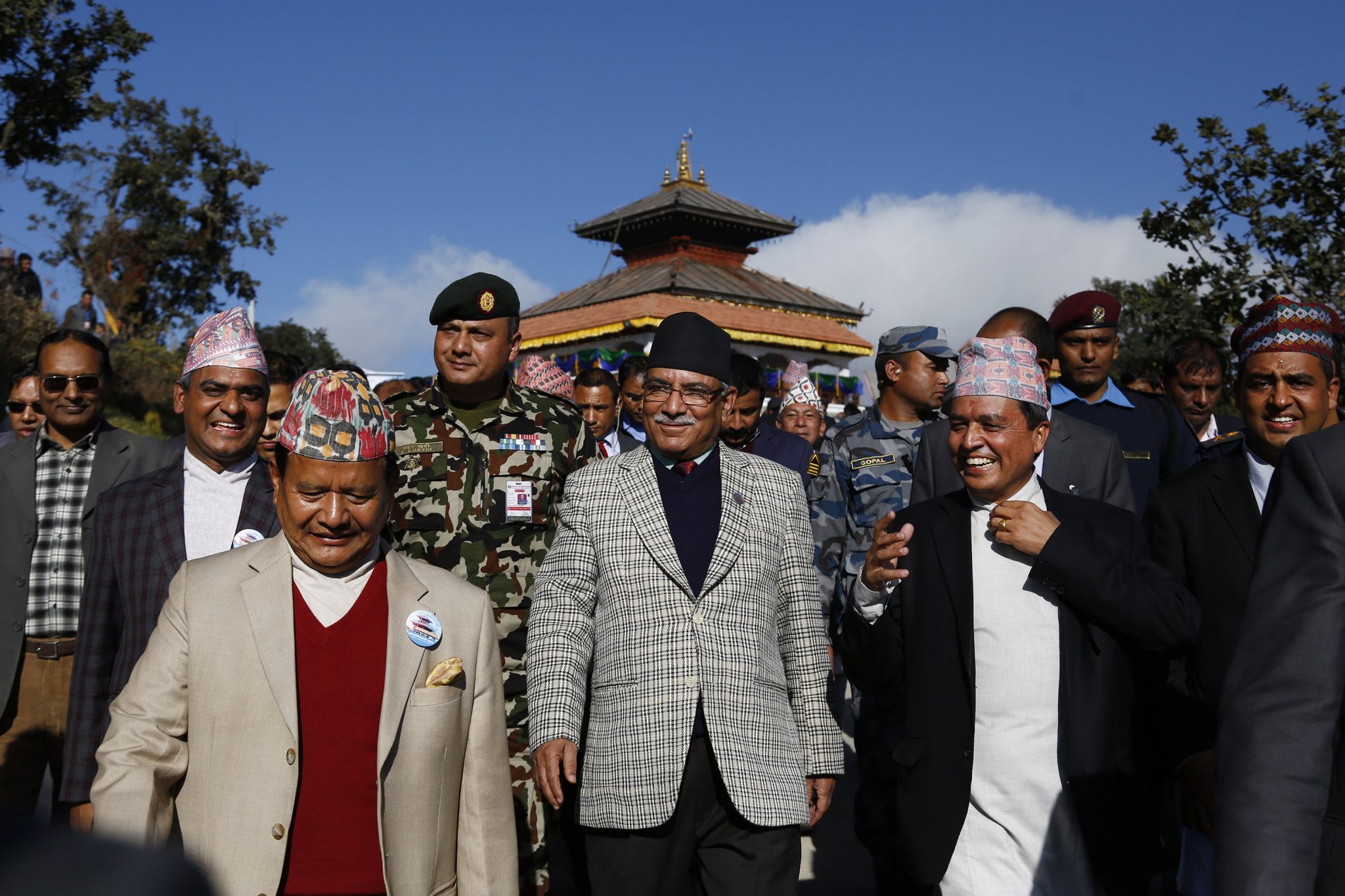 Prime Minister Puspa Kamal Dahal during Chandragiri Cabal car officialy launching ceremony at Chandragiri Hill, Kathmandu on Thursday. POST PHOTO/PRAKASH CHANDRA TIMILSENA