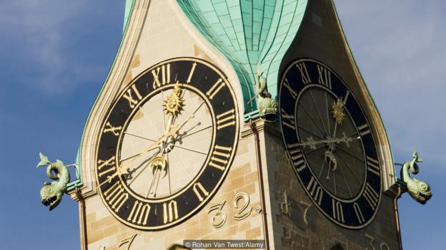  The clock tower of the Fraumunster Church. ( Photo by: Rohan Van Twest/Alamy)