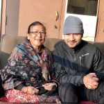 Pursarth with his 83 year old grandmother Dil Hera Tuladhar. Maker of Dhaka baby blanket